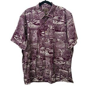 Cooke Street Hawaiian Aloha Size XL Extra Large Purple Collar Short Sleeve New